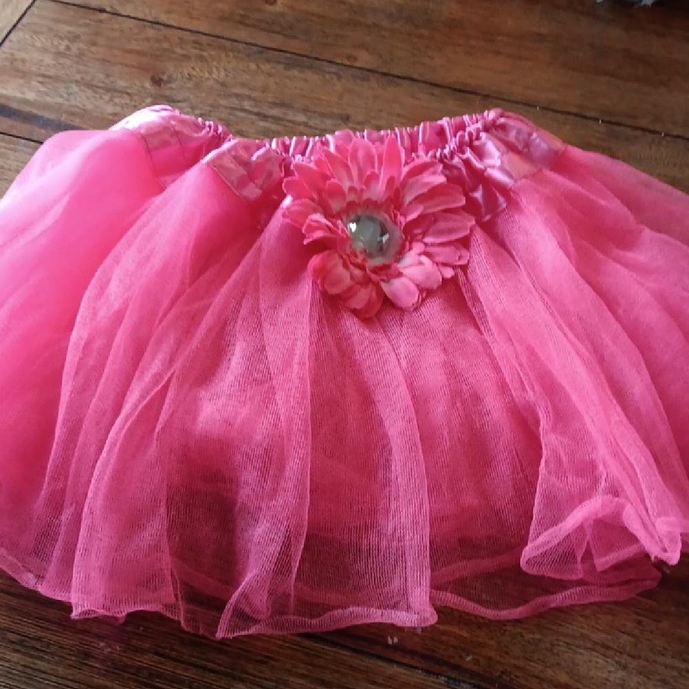 Girly Things Pink Tulle Skirt with Flower Accent